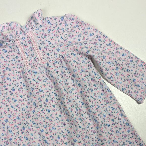 Vtg Handmade Nightgown Purple Floral Calico Classic Girls Sz 3-4T Pajamas - Picture 3 of 4